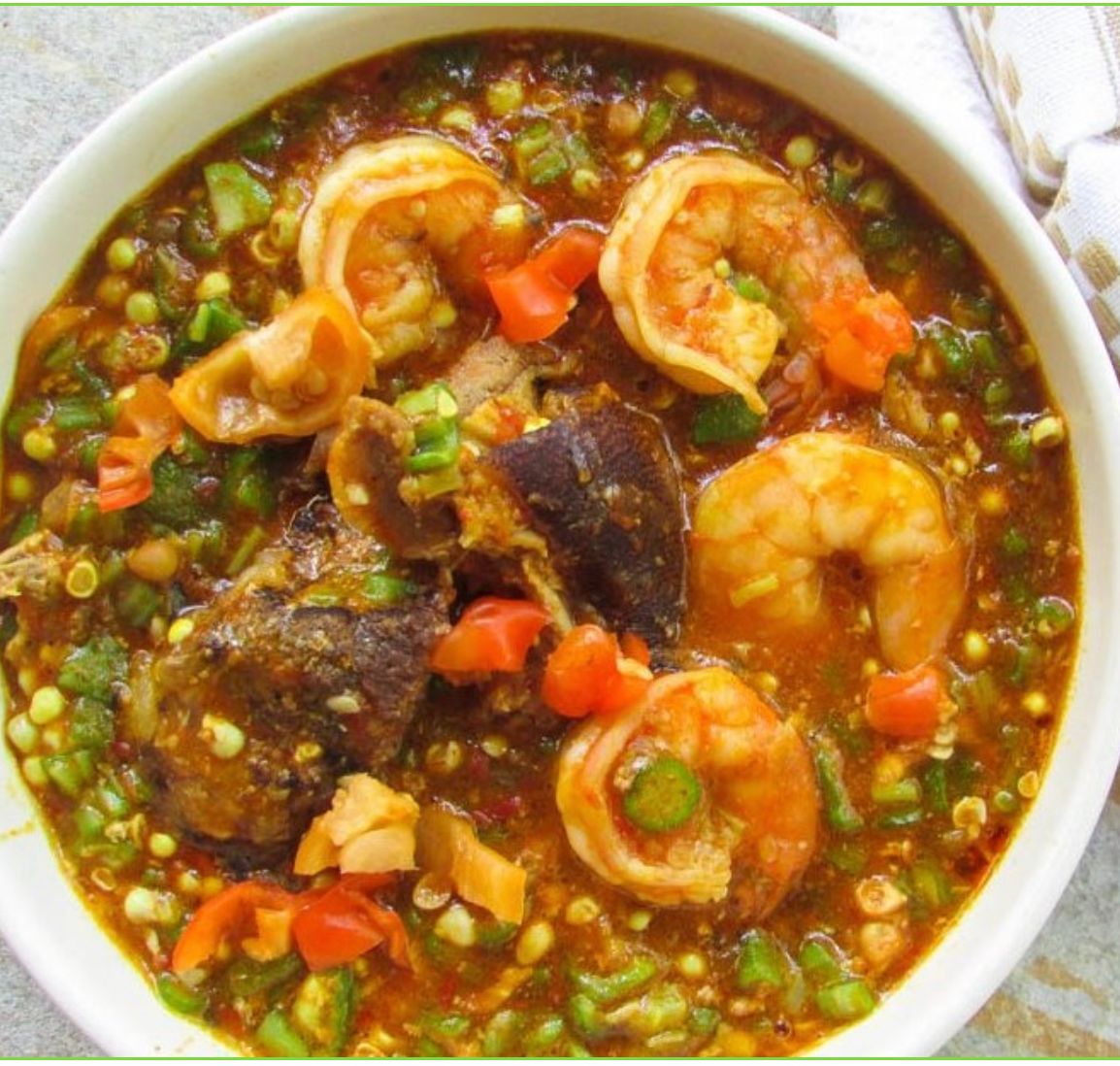 Okra soup and fufu or banku lormnava afrik cuisine